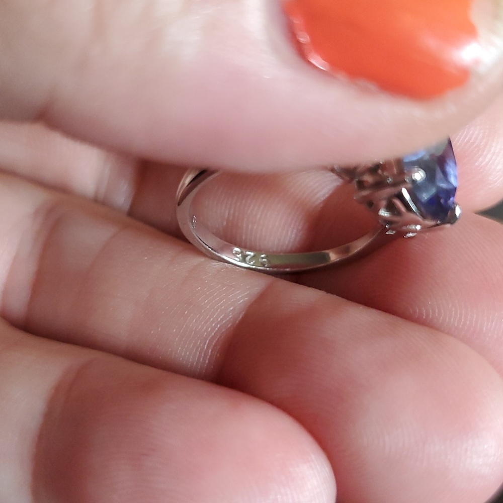 STERLING SWAROVSKI PURPLE TOURMALINE RING - Picture 5 of 5